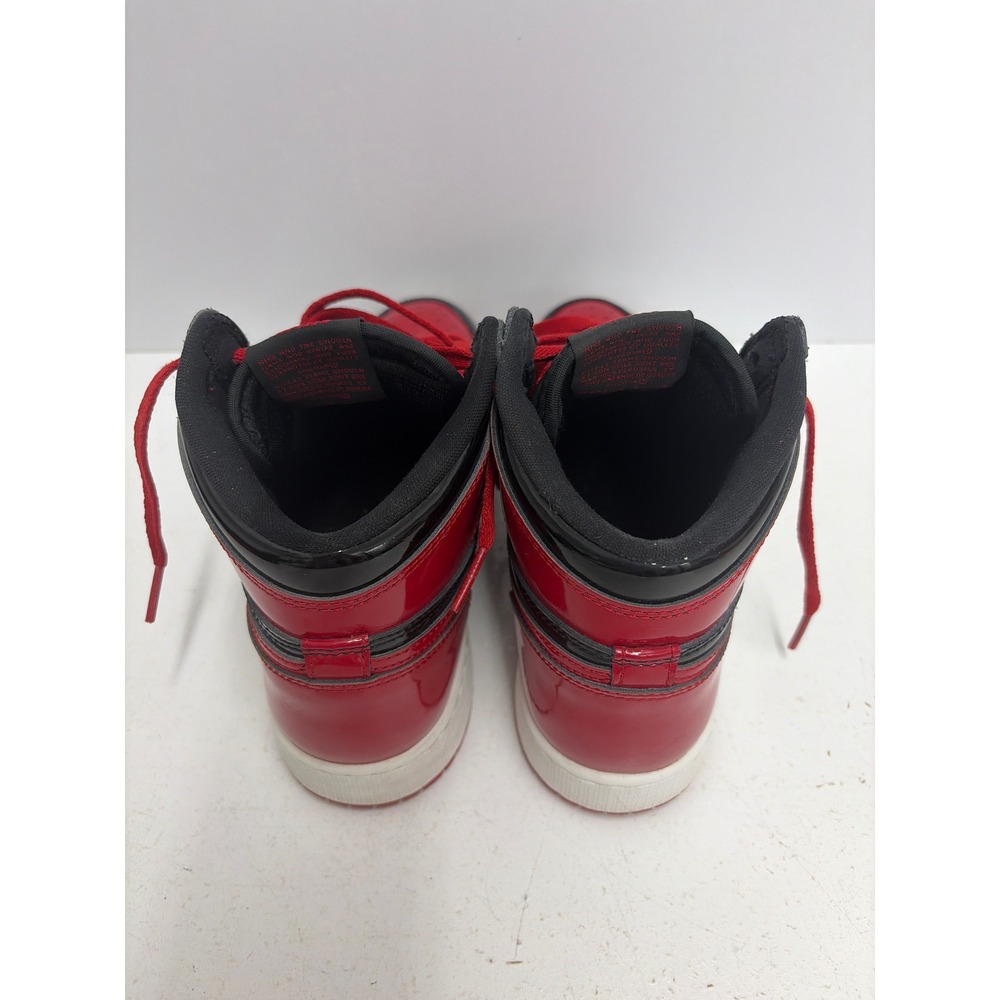 Air Jordan 1 Retro High OG GS Patent Bred Black Red Sneakers 575441-063 Size 7Y - Picture 4 of 8